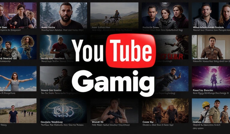 Logo YouTube Gaming avec des vignettes de vidéos de jeux