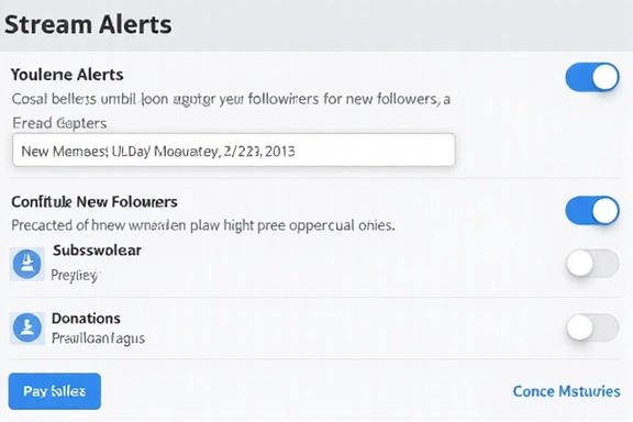 Configuration des alertes de followers et abonnements