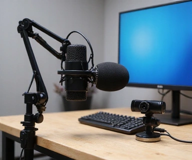 Bras articulé pour microphone et support de webcam