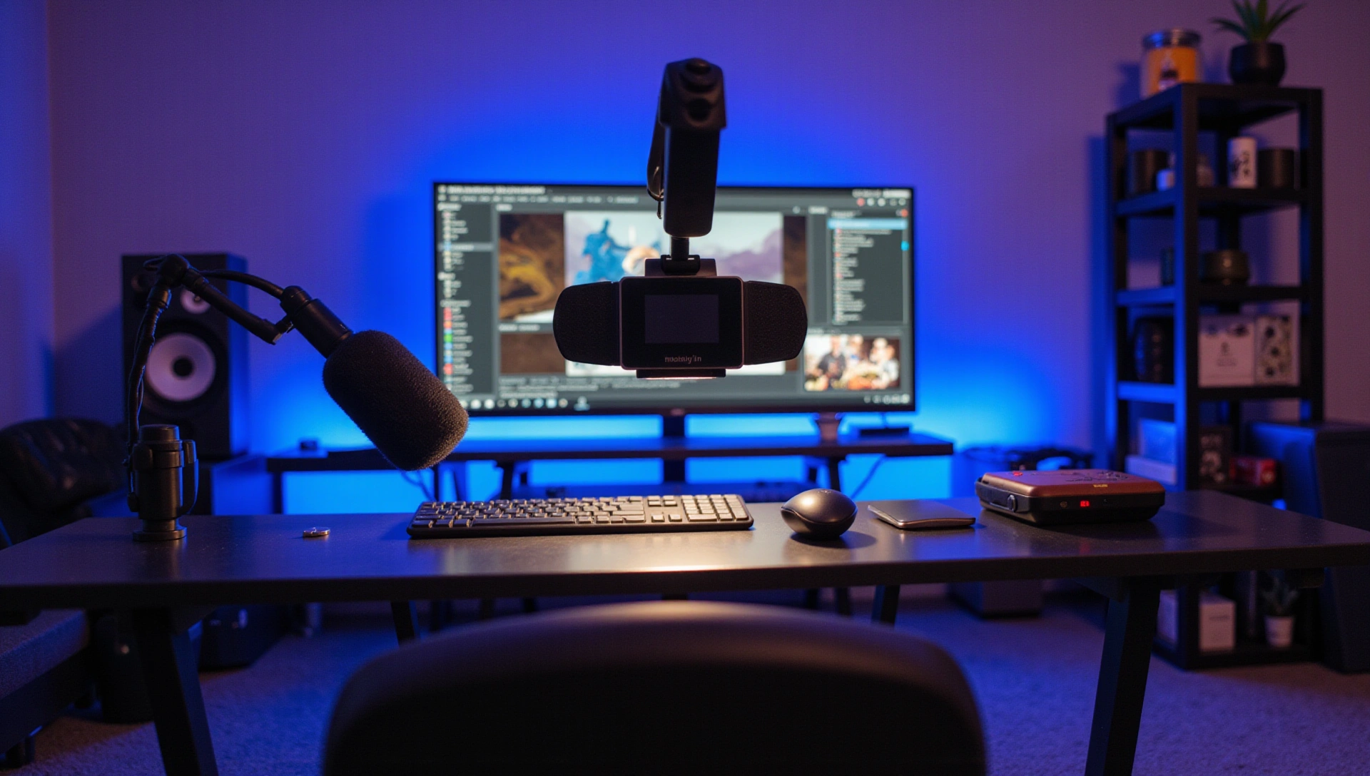 Vue d'ensemble de divers équipements de streaming, incluant webcam, microphone et carte d'acquisition.